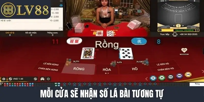 Mỗi cửa sẽ nhận số lá bài tương tự