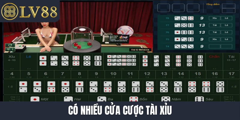 Có nhiều cửa cược tài xỉu