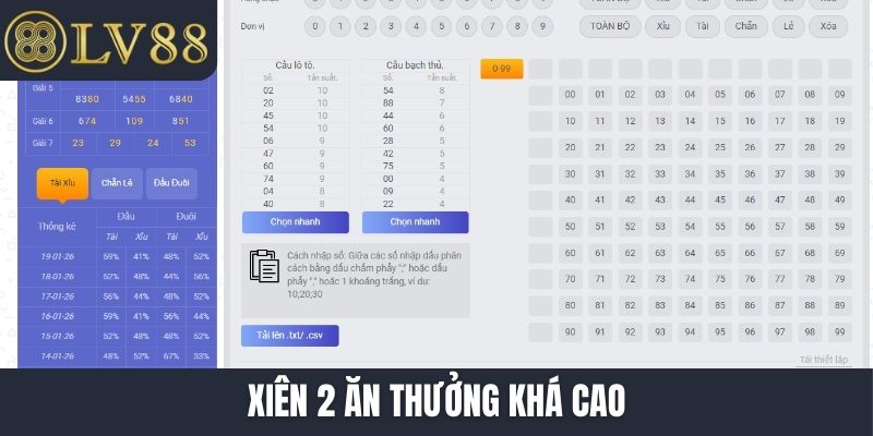 Xiên 2 ăn thưởng khá cao